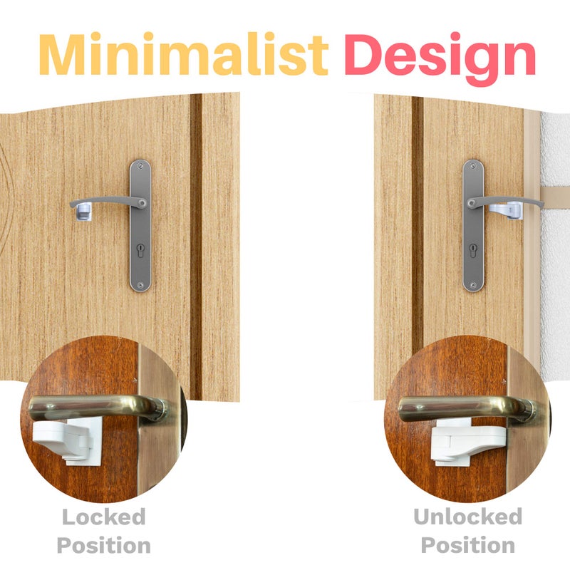 Inaya Child Proof Door Lever Lock - Door Handle Lock - 3M Adhesive - Minimalist Design - No Drilling Child Safety Door Handle Locks (3 Pack) - Image 2